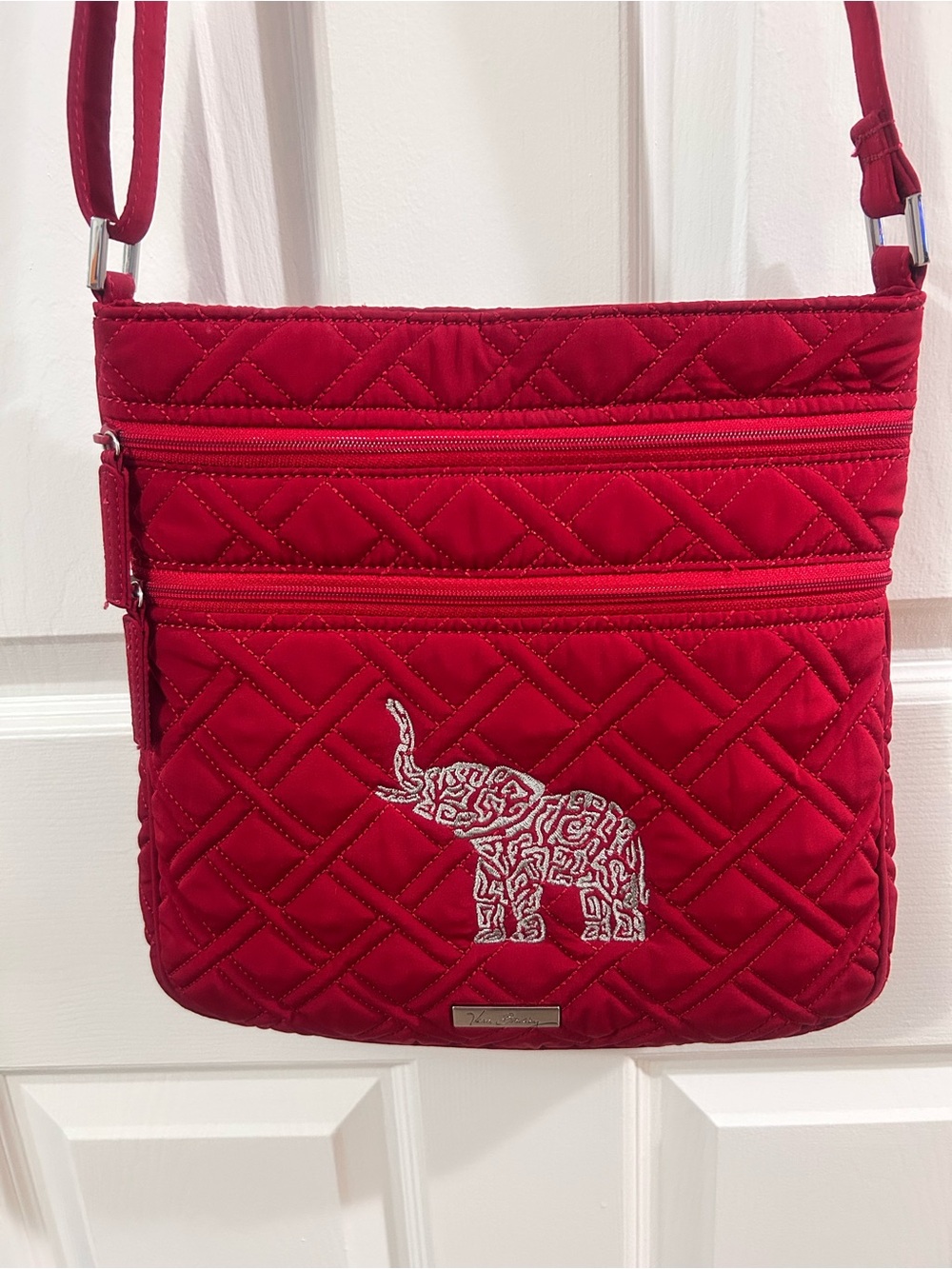 Vera Bradley Quilted Red Crossbody with Embroidered Elephant